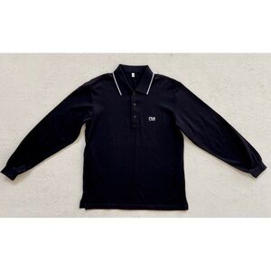 FILA LONG SLEEVE BLACK WHITE POLO SHIRT MENS SMALL